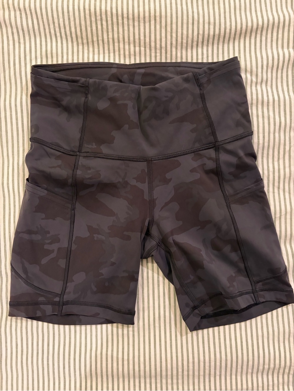 Lululemon High-Waist Black Camo Bike Shorts